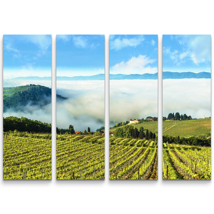 East Urban Home 4-tlg. Leinwandbilder-Set Toskanische Landschaft mit